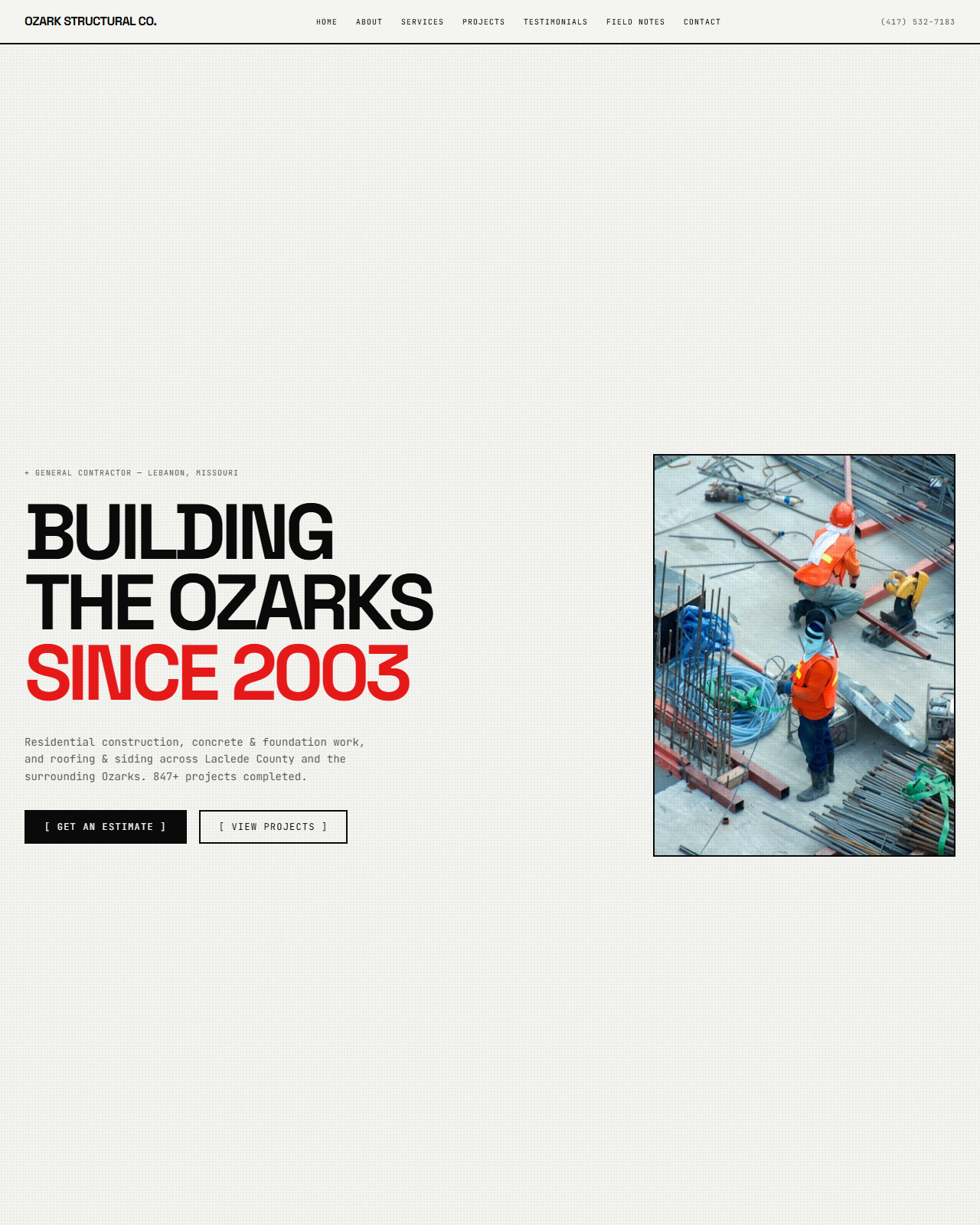 Ozark Structural Co. website screenshot